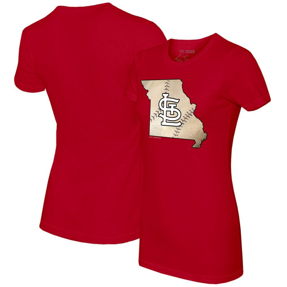 St. Louis Cardinals Tiny Turnip Women's State Outline T-Shirt - MLB T-shirts