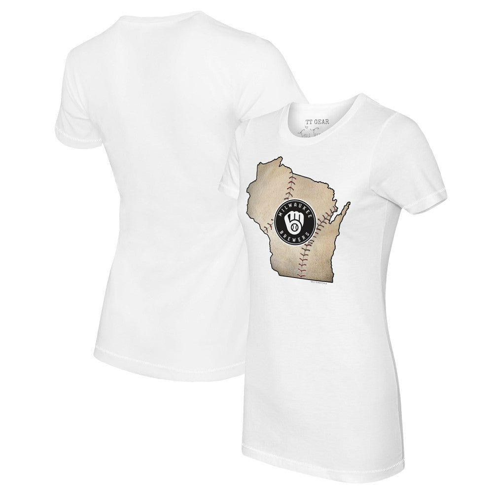 Milwaukee Brewers Tiny Turnip Women's State Outline T-Shirt - MLB T-shirts