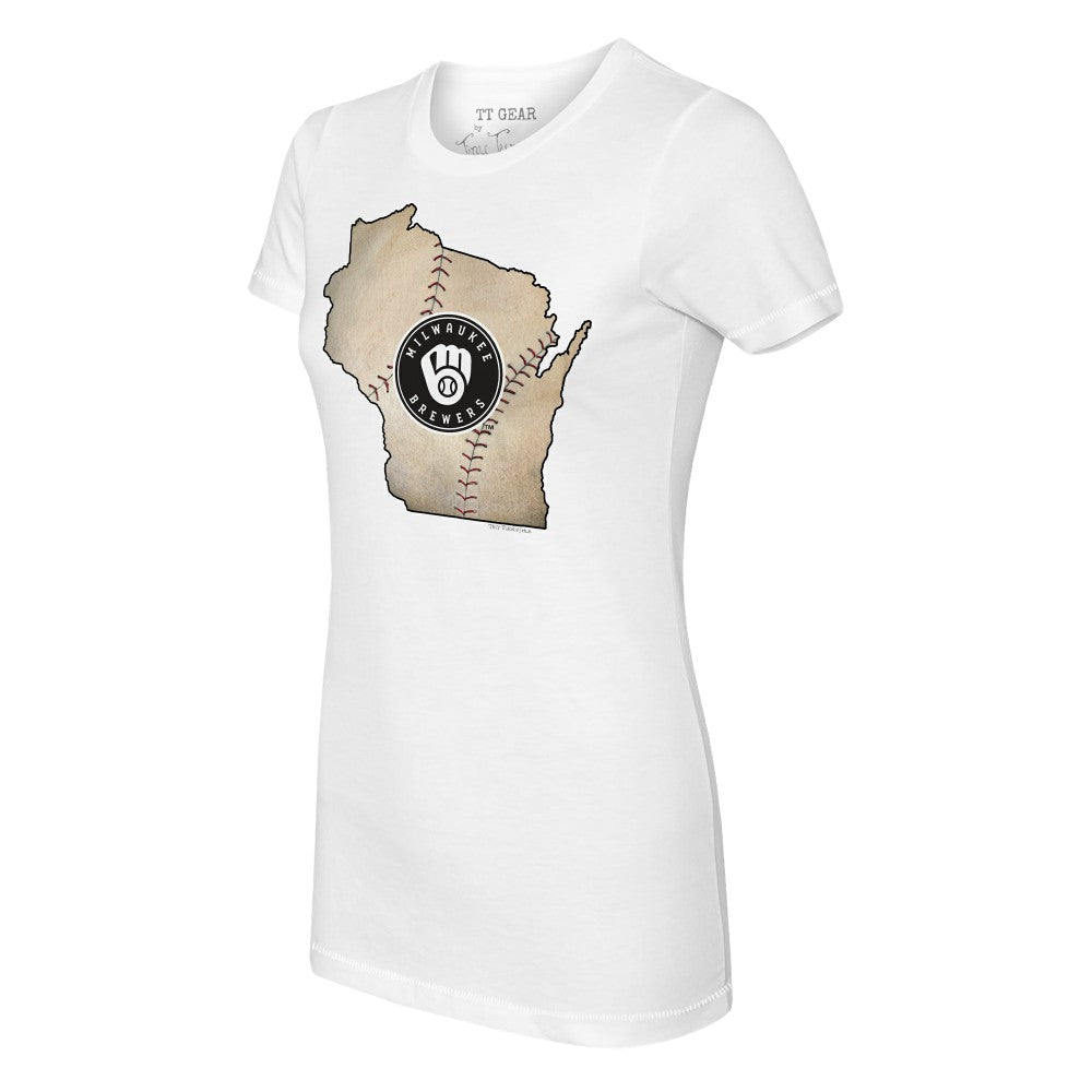 Milwaukee Brewers Tiny Turnip Women's State Outline T-Shirt - MLB T-shirts