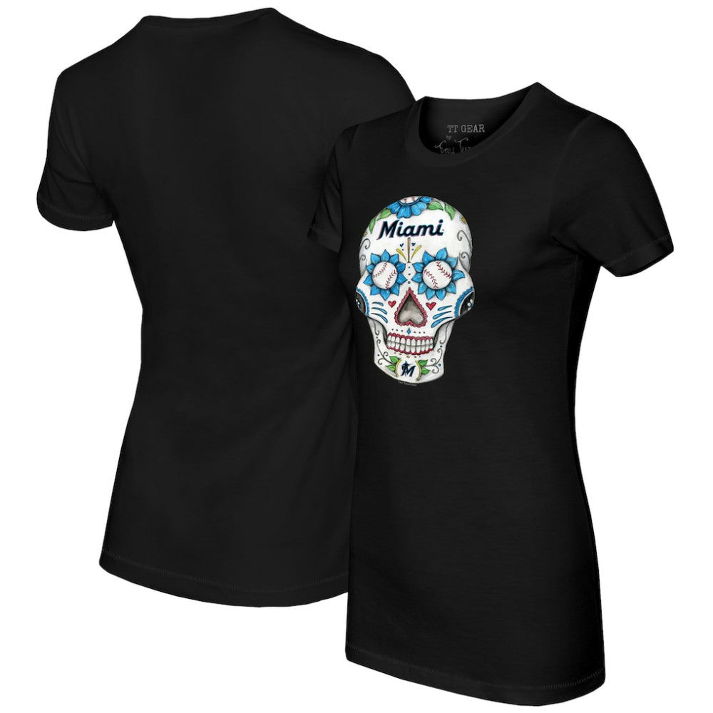Miami Marlins Tiny Turnip Women's Sugar Skull T-Shirt - MLB T-shirts