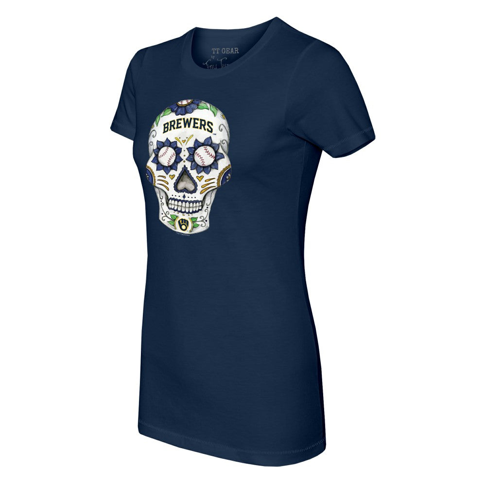 Milwaukee Brewers Tiny Turnip Women's Sugar Skull T-Shirt - MLB T-shirts
