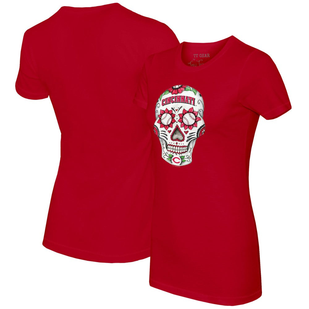 Cincinnati Reds Tiny Turnip Women's Sugar Skull T-Shirt - MLB T-shirts