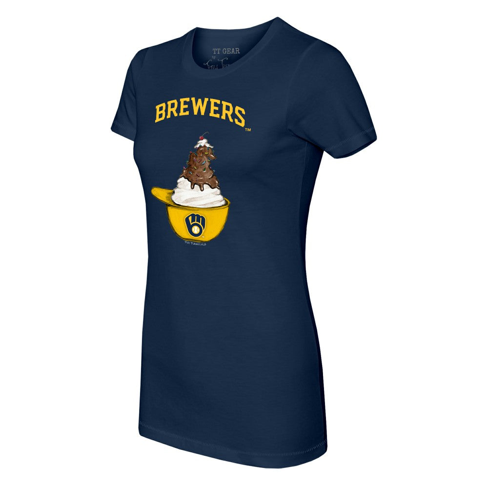 Milwaukee Brewers Tiny Turnip Women's Sundae Helmet T-Shirt - MLB T-shirts