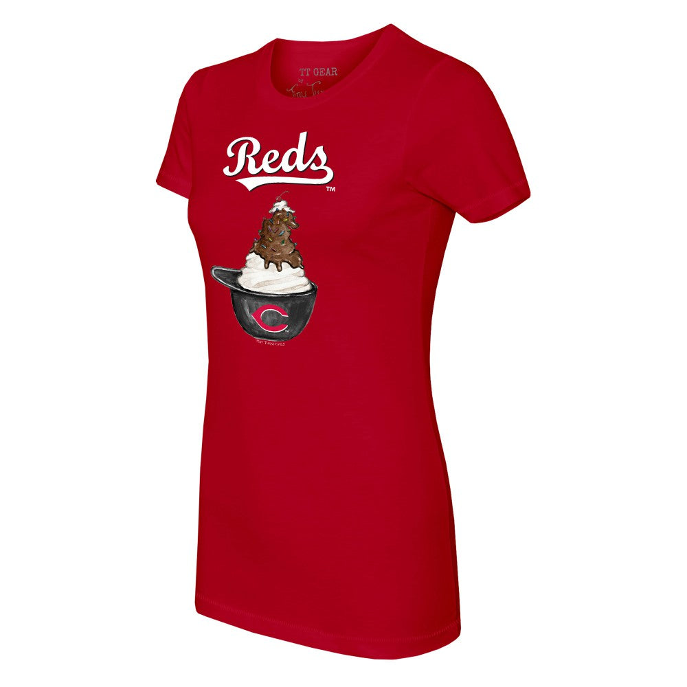 Cincinnati Reds Tiny Turnip Women's Sundae Helmet T-Shirt - MLB T-shirts