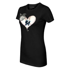 Miami Marlins Tiny Turnip Women's Tiara Heart T-Shirt - MLB T-shirts