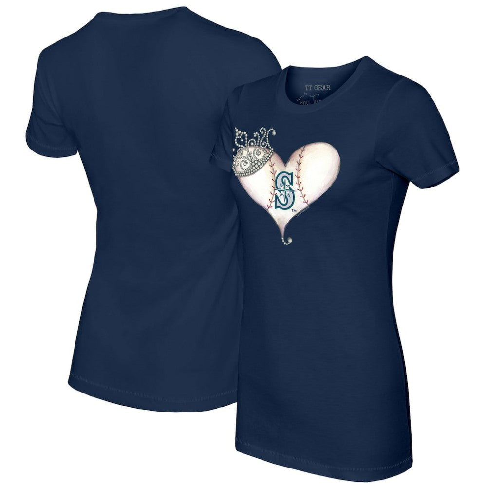 Seattle Mariners Tiny Turnip Women's Tiara Heart T-Shirt - MLB T-shirts