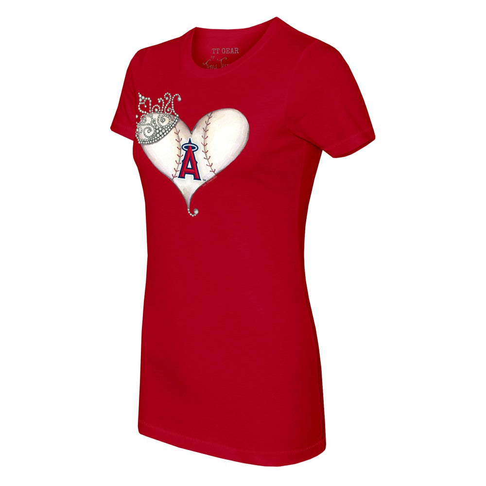 Los Angeles Angels Tiny Turnip Women's Tiara Heart T-Shirt - MLB T-shirts