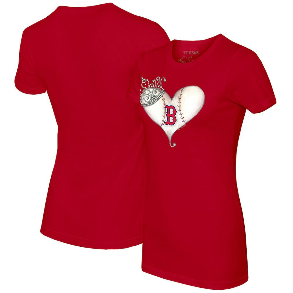 Boston Red Sox Tiny Turnip Women's Tiara Heart T-Shirt - MLB T-shirts