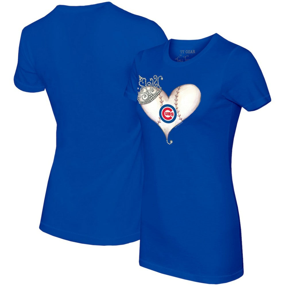 Chicago Cubs Tiny Turnip Women's Tiara Heart T-Shirt - MLB T-shirts
