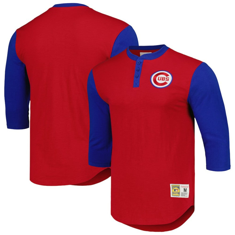 Chicago Cubs Mitchell & Ness Cooperstown Collection Legendary Slub Henley 3/4-Sleeve T-Shirt - MLB T-shirts
