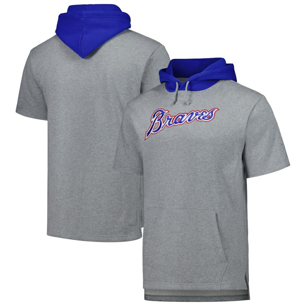 Atlanta Braves Mitchell & Ness Postgame Short Sleeve Pullover Hoodie - MLB Hoodies