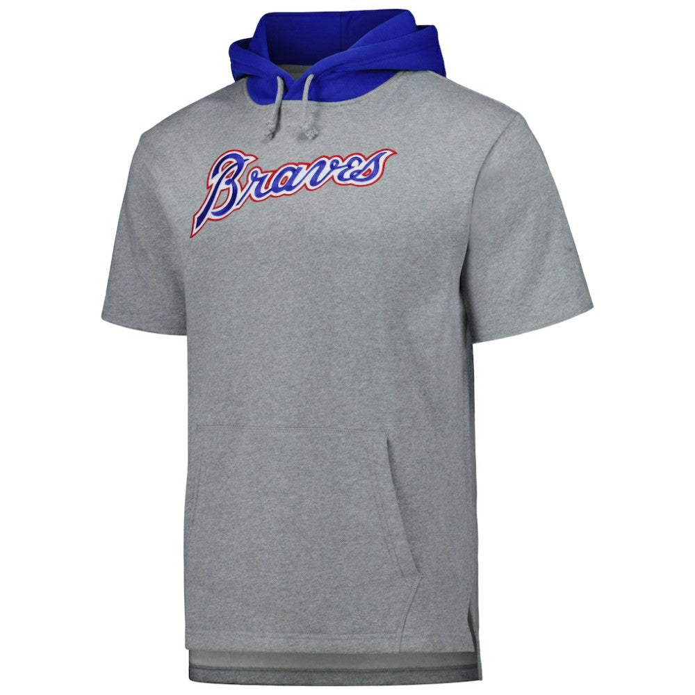 Atlanta Braves Mitchell & Ness Postgame Short Sleeve Pullover Hoodie - MLB Hoodies