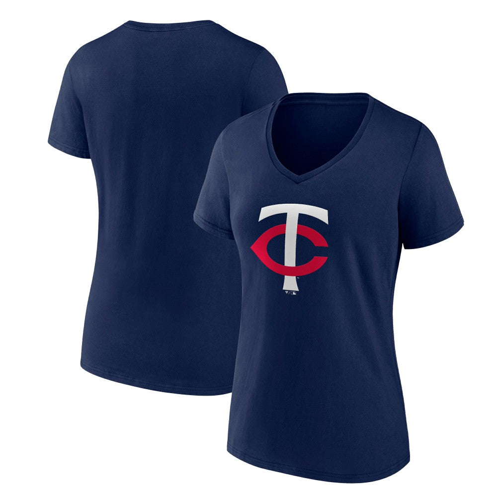 Minnesota Twins Women's Core Official Primary Logo V-Neck T-Shirt - MLB T-shirts