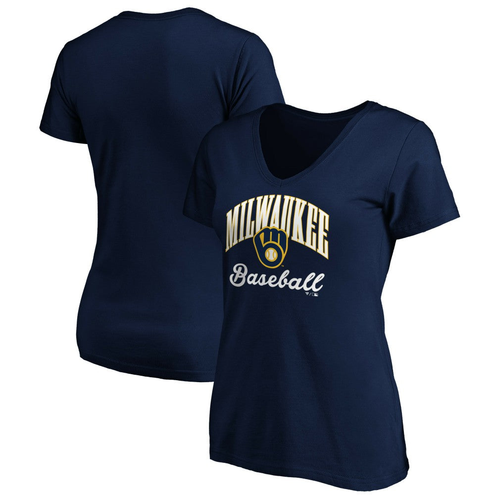 Milwaukee Brewers Women's Core Victory Script V-Neck T-Shirt - MLB T-shirts