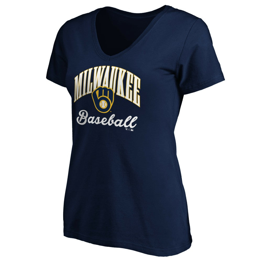 Milwaukee Brewers Women's Core Victory Script V-Neck T-Shirt - MLB T-shirts