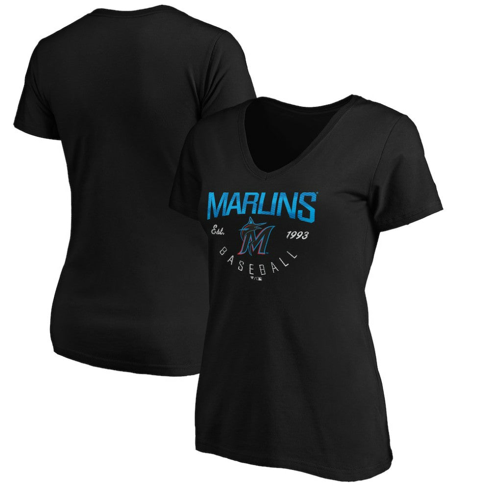 Miami Marlins Women's Core Live For It V-Neck T-Shirt - MLB T-shirts