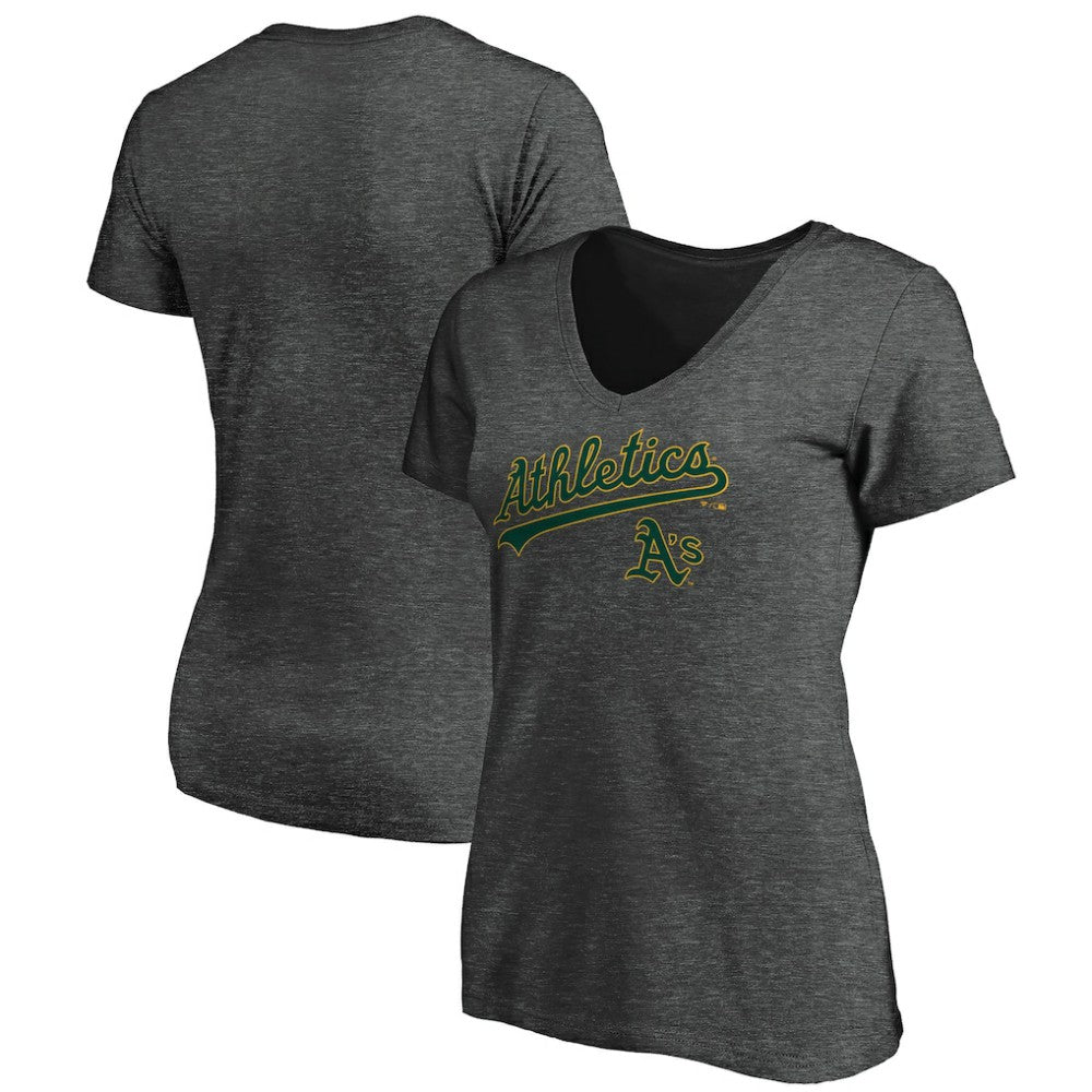 Athletics Women's Core Team Lock Up V-Neck T-Shirt - MLB T-shirts