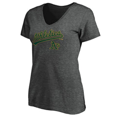 Athletics Women's Core Team Lock Up V-Neck T-Shirt - MLB T-shirts