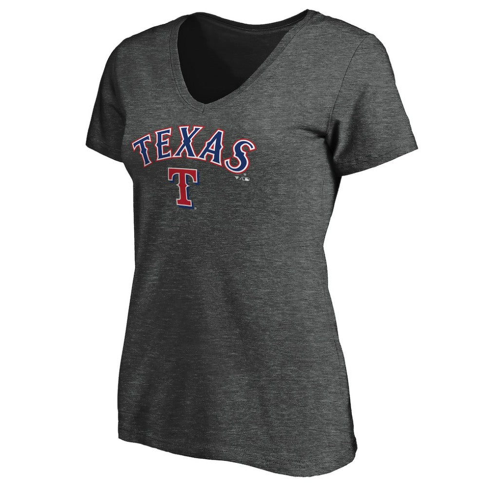 Texas Rangers Women's Core Team Lock Up Wordmark V-Neck T-Shirt - MLB T-shirts