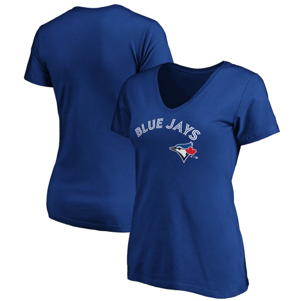 Toronto Blue Jays Women's Core Team Lock Up Wordmark V-Neck T-Shirt - MLB T-shirts