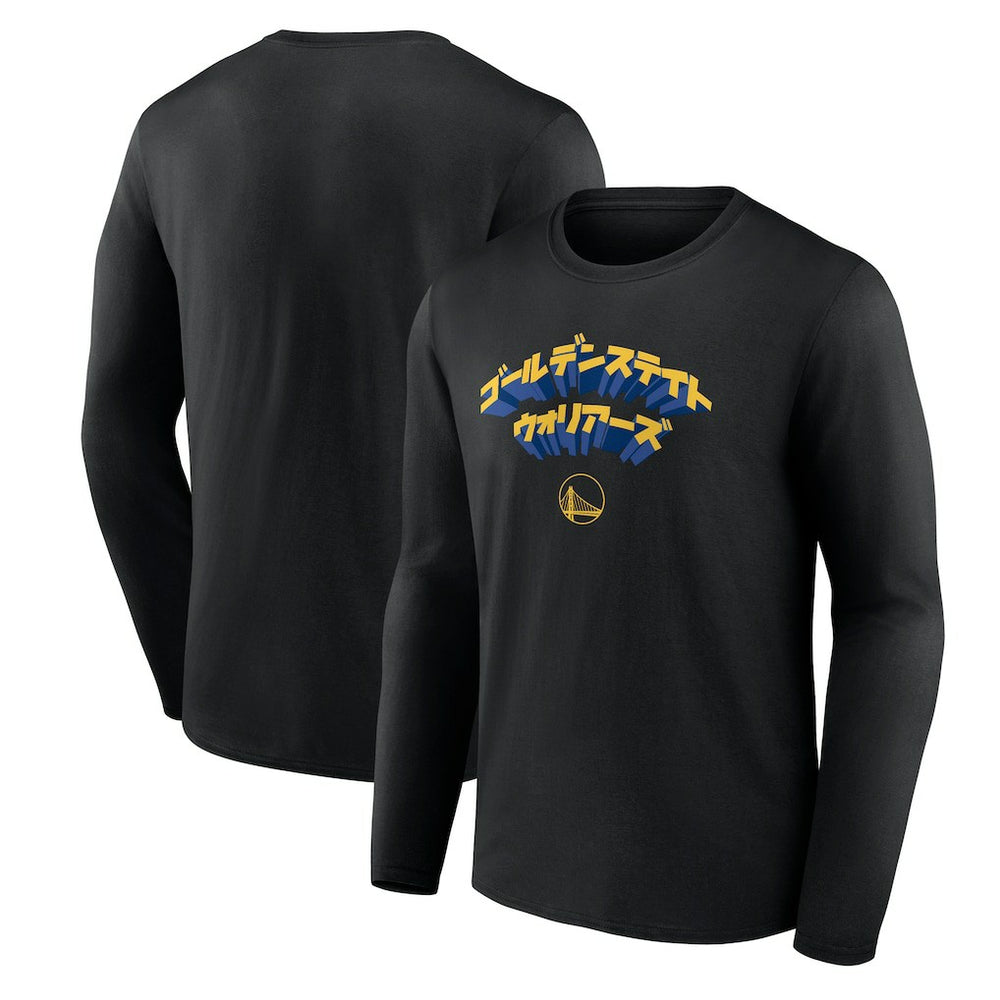 Black Golden State Warriors Japanese Heritage Long Sleeve T-Shirt sale | NBA