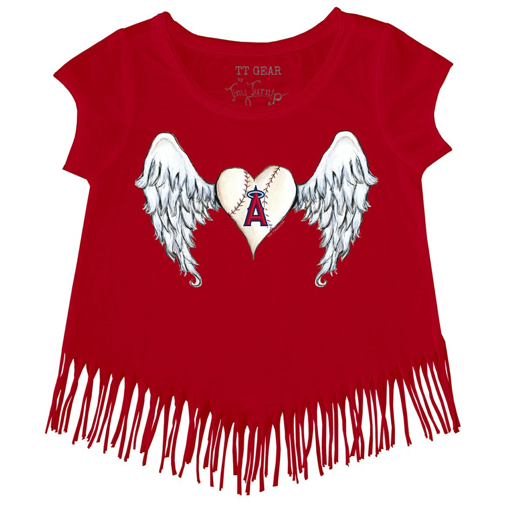 Los Angeles Angels Tiny Turnip Girls Youth Angel Wings Fringe T-Shirt - MLB T-shirts