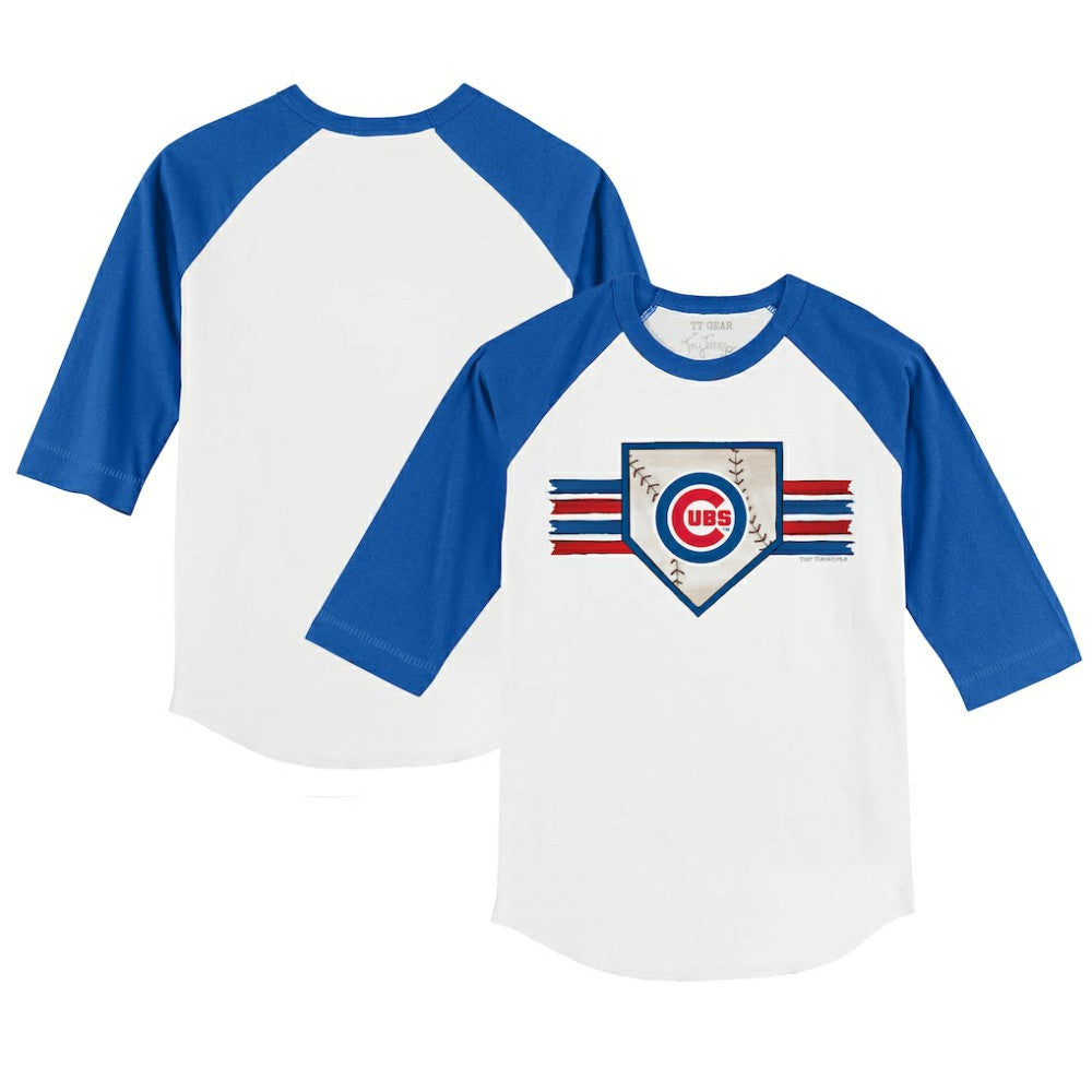 Chicago Cubs Tiny Turnip Youth Base Stripe 3/4-Sleeve Raglan T-Shirt - MLB T-shirts