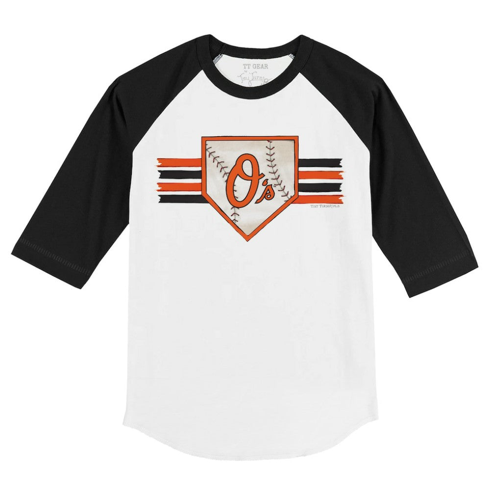Baltimore Orioles Tiny Turnip Youth Base Stripe 3/4-Sleeve Raglan T-Shirt - MLB T-shirts