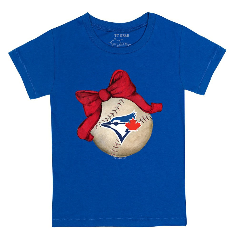 Toronto Blue Jays Tiny Turnip Youth Baseball Bow T-Shirt - MLB T-shirts