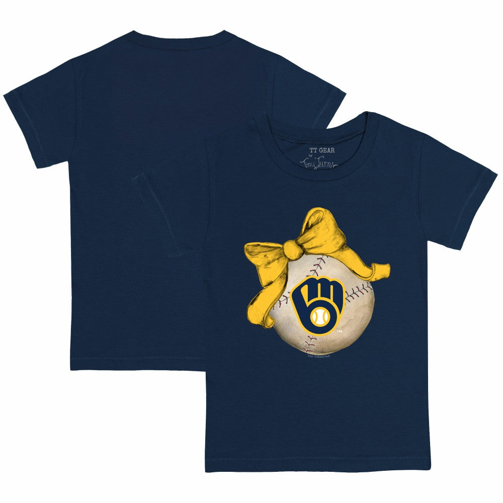 Milwaukee Brewers Tiny Turnip Youth Baseball Bow T-Shirt - MLB T-shirts