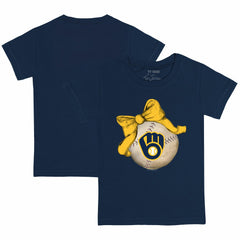 Milwaukee Brewers Tiny Turnip Youth Baseball Bow T-Shirt - MLB T-shirts