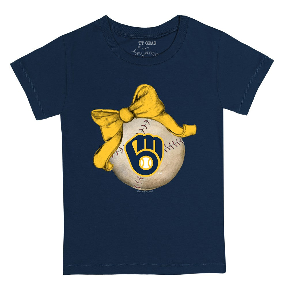 Milwaukee Brewers Tiny Turnip Youth Baseball Bow T-Shirt - MLB T-shirts