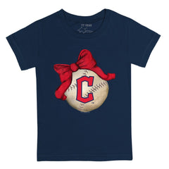 Cleveland Guardians Tiny Turnip Youth Baseball Bow T-Shirt - MLB T-shirts