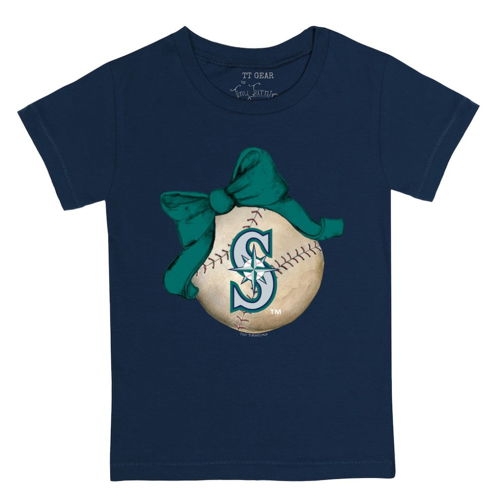 Seattle Mariners Tiny Turnip Youth Baseball Bow T-Shirt - MLB T-shirts