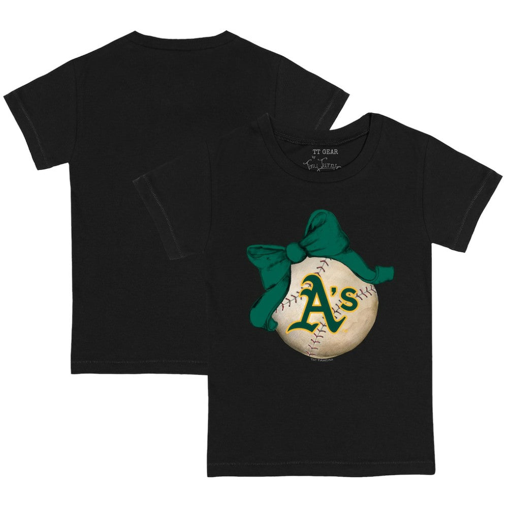 Athletics Tiny Turnip Youth Baseball Bow T-Shirt - MLB T-shirts