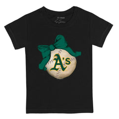 Athletics Tiny Turnip Youth Baseball Bow T-Shirt - MLB T-shirts