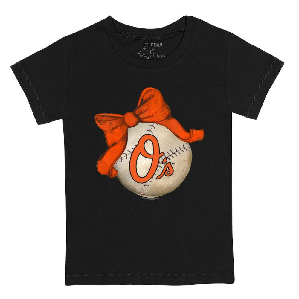 Baltimore Orioles Tiny Turnip Youth Baseball Bow T-Shirt - MLB T-shirts