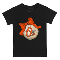 Baltimore Orioles Tiny Turnip Youth Baseball Bow T-Shirt - MLB T-shirts