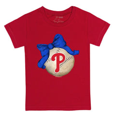 Philadelphia Phillies Tiny Turnip Youth Baseball Bow T-Shirt - MLB T-shirts