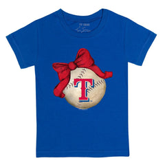 Texas Rangers Tiny Turnip Youth Baseball Bow T-Shirt - MLB T-shirts