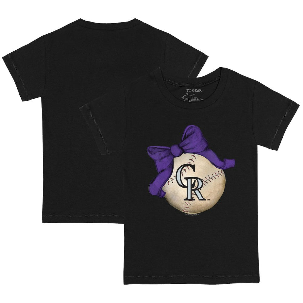 Colorado Rockies Tiny Turnip Youth Baseball Bow T-Shirt - MLB T-shirts