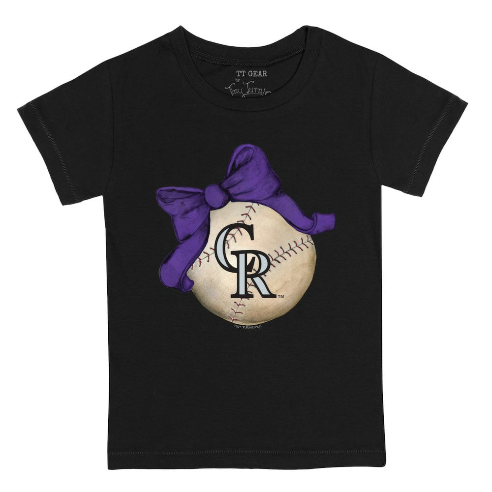Colorado Rockies Tiny Turnip Youth Baseball Bow T-Shirt - MLB T-shirts