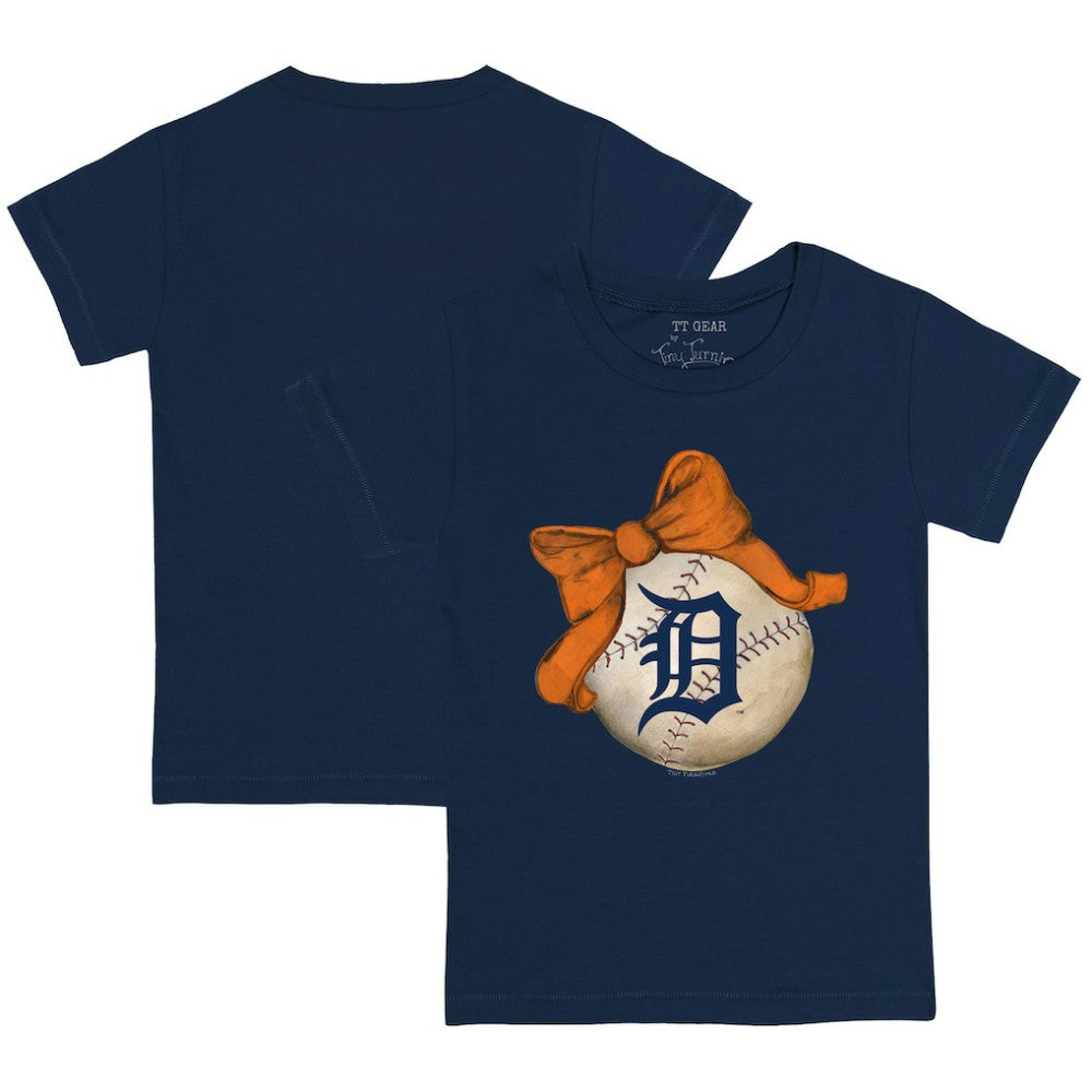 Detroit Tigers Tiny Turnip Youth Baseball Bow T-Shirt - MLB T-shirts