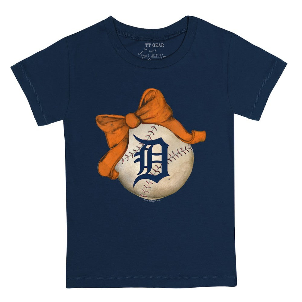 Detroit Tigers Tiny Turnip Youth Baseball Bow T-Shirt - MLB T-shirts