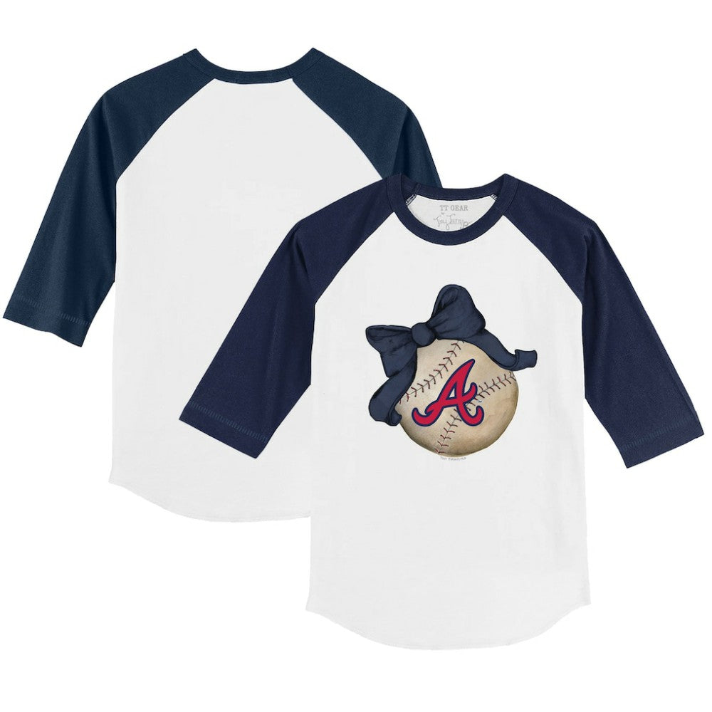 Atlanta Braves Tiny Turnip Youth Baseball Bow 3/4-Sleeve Raglan T-Shirt - MLB T-shirts