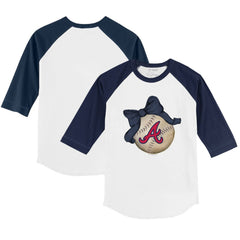 Atlanta Braves Tiny Turnip Youth Baseball Bow 3/4-Sleeve Raglan T-Shirt - MLB T-shirts