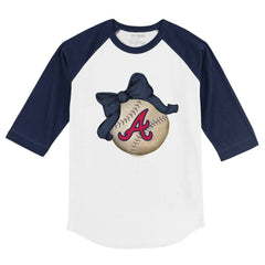 Atlanta Braves Tiny Turnip Youth Baseball Bow 3/4-Sleeve Raglan T-Shirt - MLB T-shirts