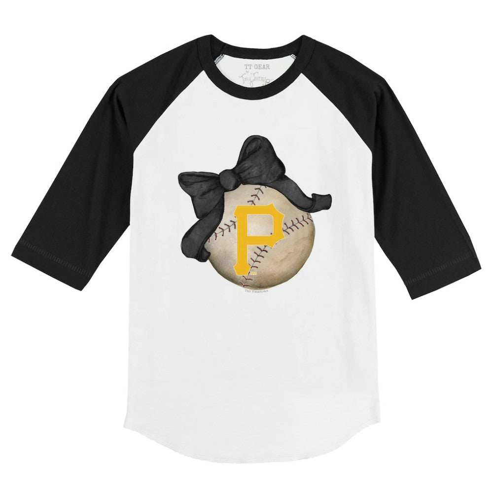 Pittsburgh Pirates Tiny Turnip Youth Baseball Bow 3/4-Sleeve Raglan T-Shirt - MLB T-shirts