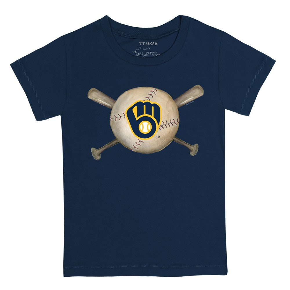 Milwaukee Brewers Tiny Turnip Youth Baseball Cross Bats T-Shirt - MLB T-shirts