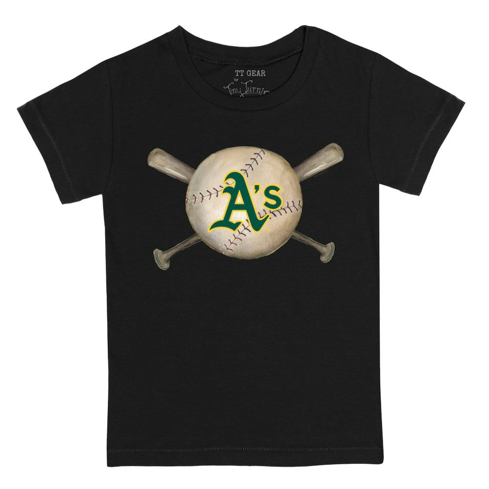 Athletics Tiny Turnip Youth Baseball Cross Bats T-Shirt - MLB T-shirts